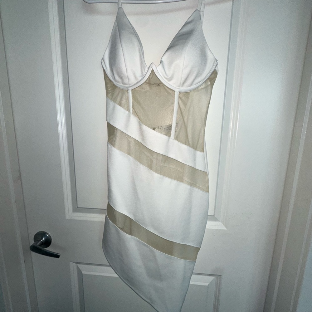 White Sheer Panel Dress